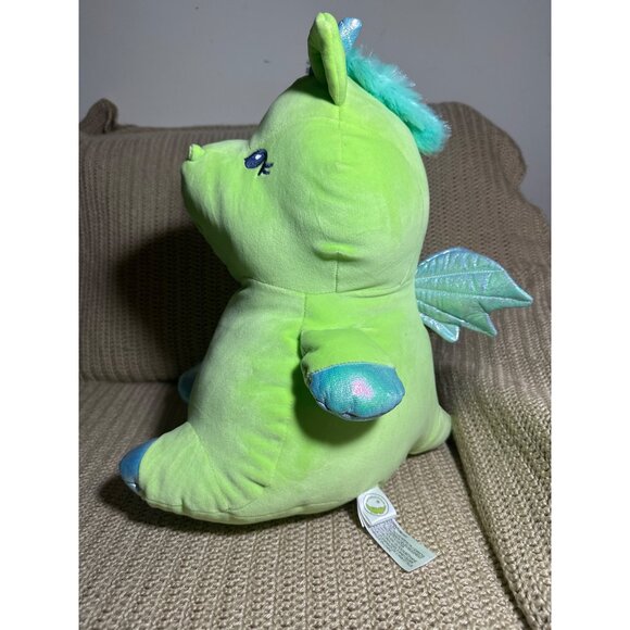 Green Dragon Plush Toy By Animal Adventure 2022 Soft Metallic Wings & Hooves - Picture 4 of 8